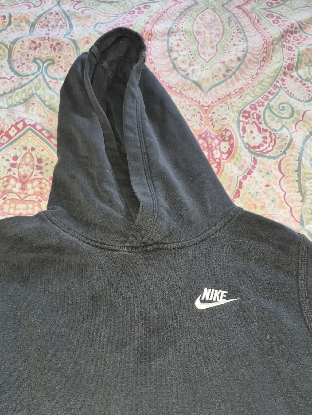 Nike Boys Black Zip-Up Hoodie with White Logo Medium